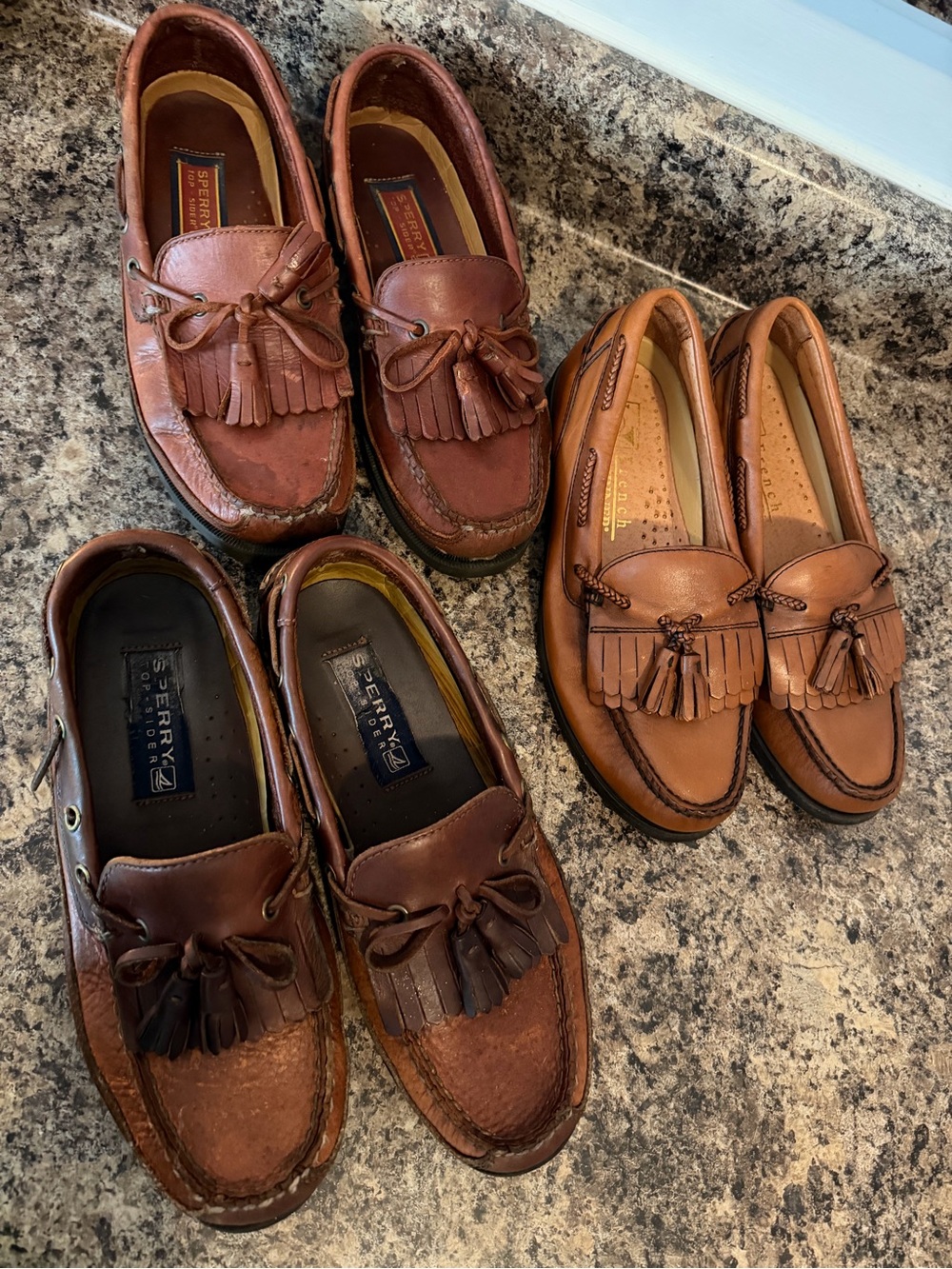 Sperry Men’s Tan and Brown Leather Tassel Kiltie Loafers (Pair)